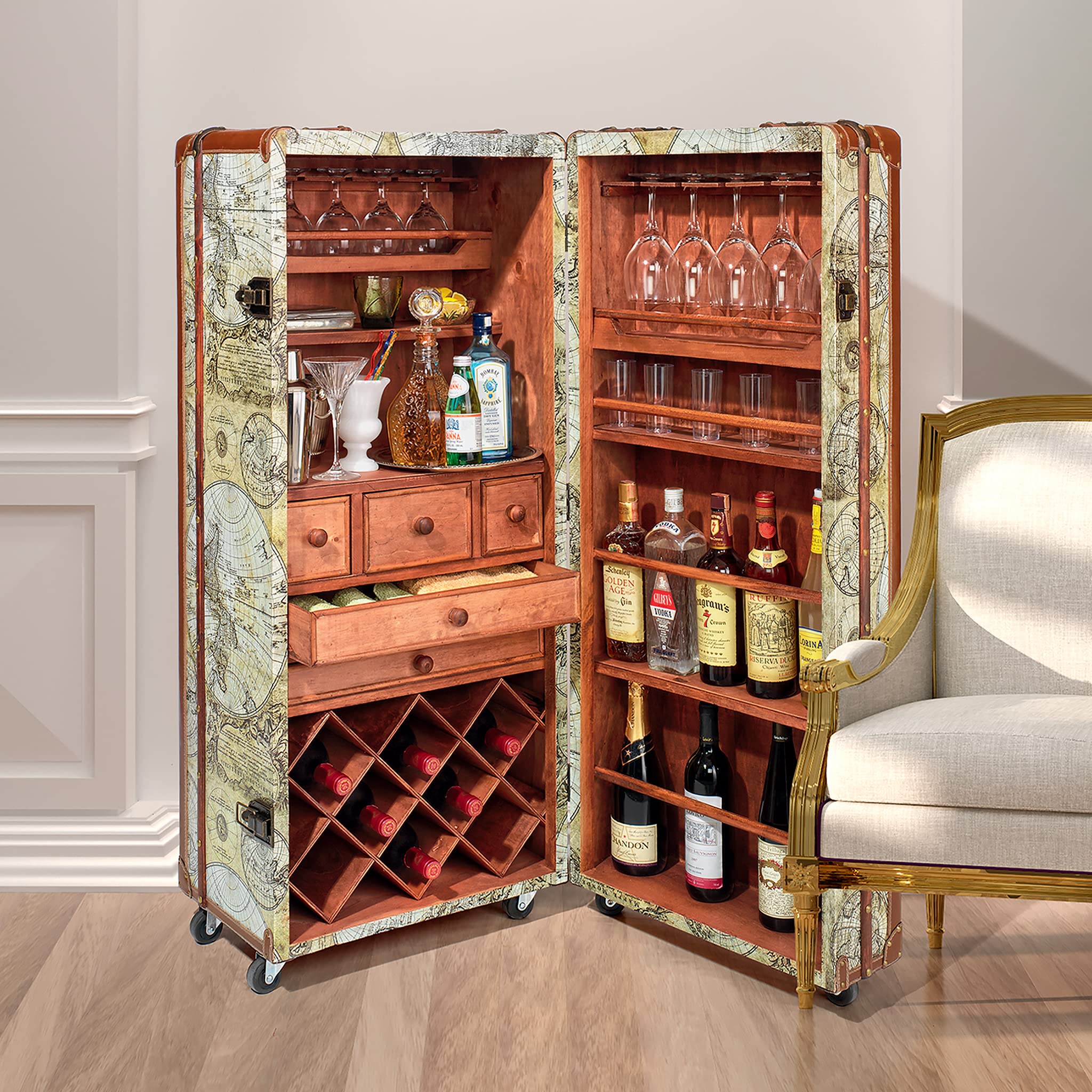 Design Toscano WL4001 Italian-Style World Map Cocktail Bar Steamer